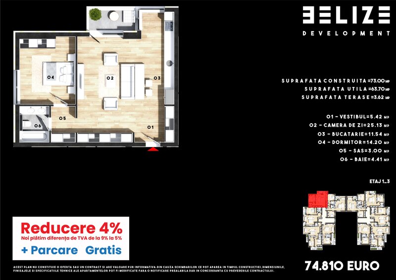 APARTAMENT 2 CAMERE BLOC NOU CERNICA PARCARE GRATIS